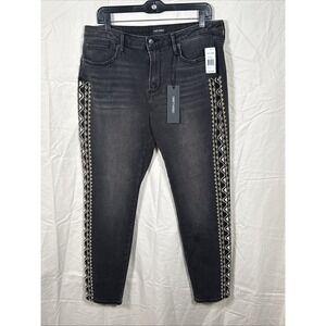 Driftwood Jackie Embroidered Jeans Women's Size 32 Washed Black NWT